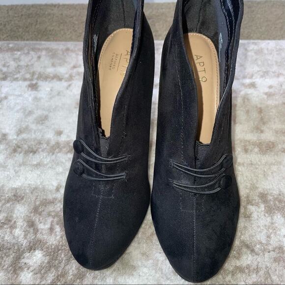 Pre-Owned Apt. 9 Women's Heels Black Split Front Stiletto ankle bootie SZ 8 heel - Picture 4 of 9